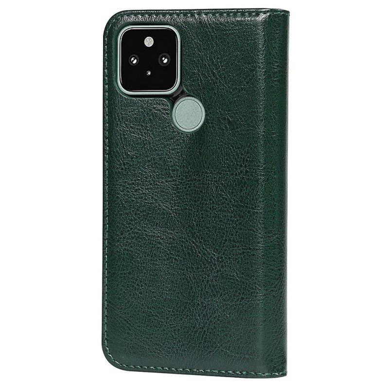 Folio Cover Google Pixel 5 Custodia in pelle Pelle Vera