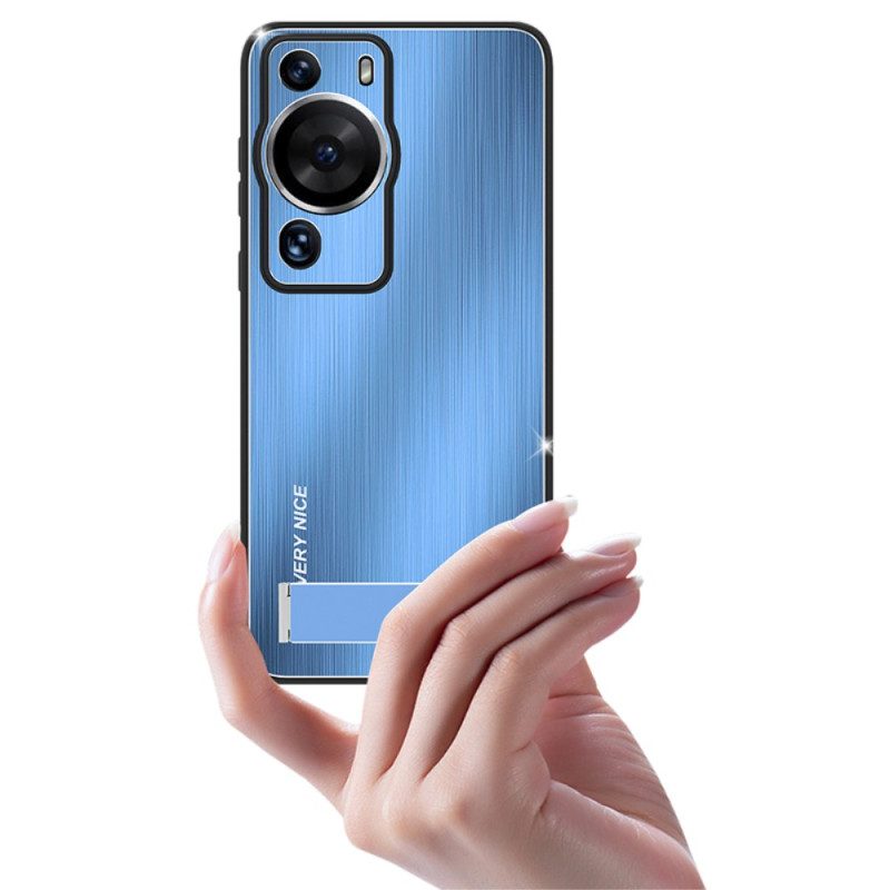 Cover Huawei P60 Pro Alluminio Spazzolato Con Supporto