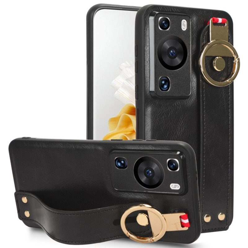 Cover Huawei P60 Pro Con Cinturino E Anello