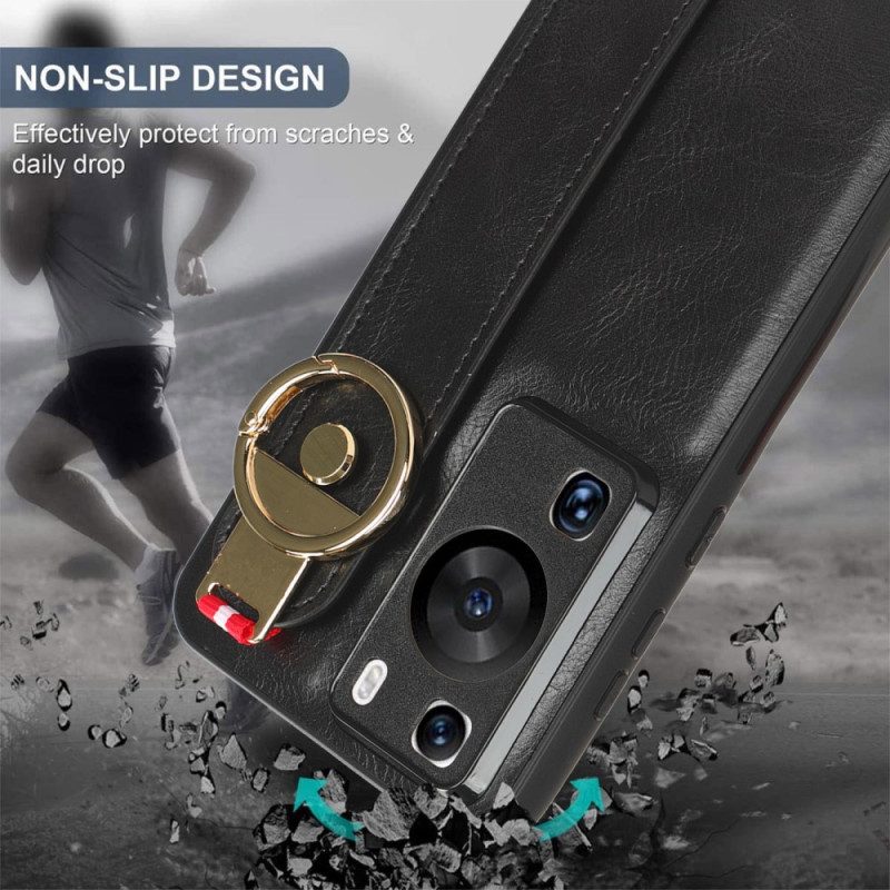 Cover Huawei P60 Pro Con Cinturino E Anello