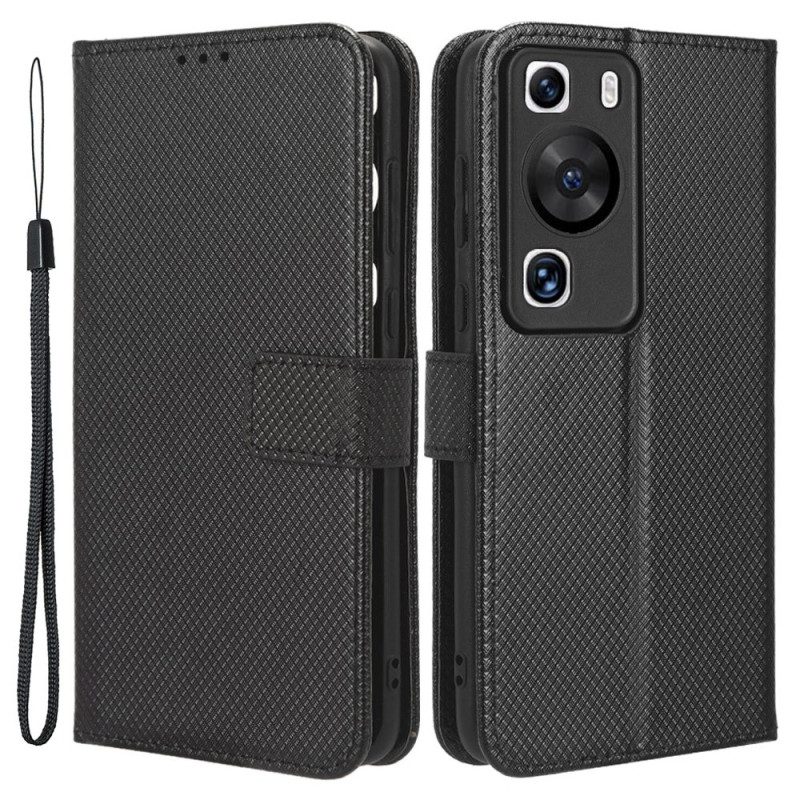 Custodia in pelle Huawei P60 Pro Elegante Ecopelle Con Cinturino