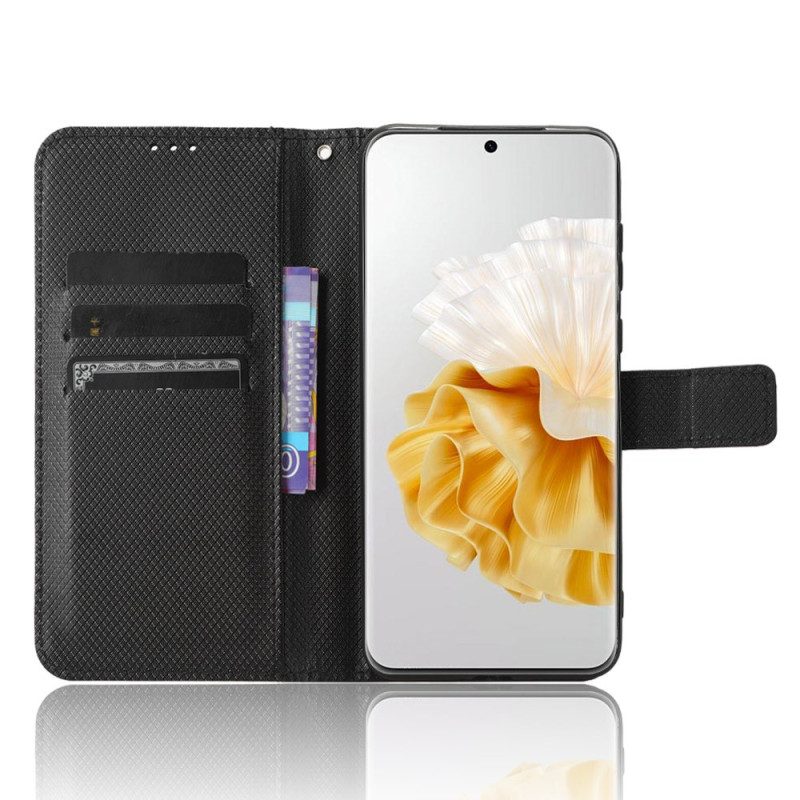 Custodia in pelle Huawei P60 Pro Elegante Ecopelle Con Cinturino