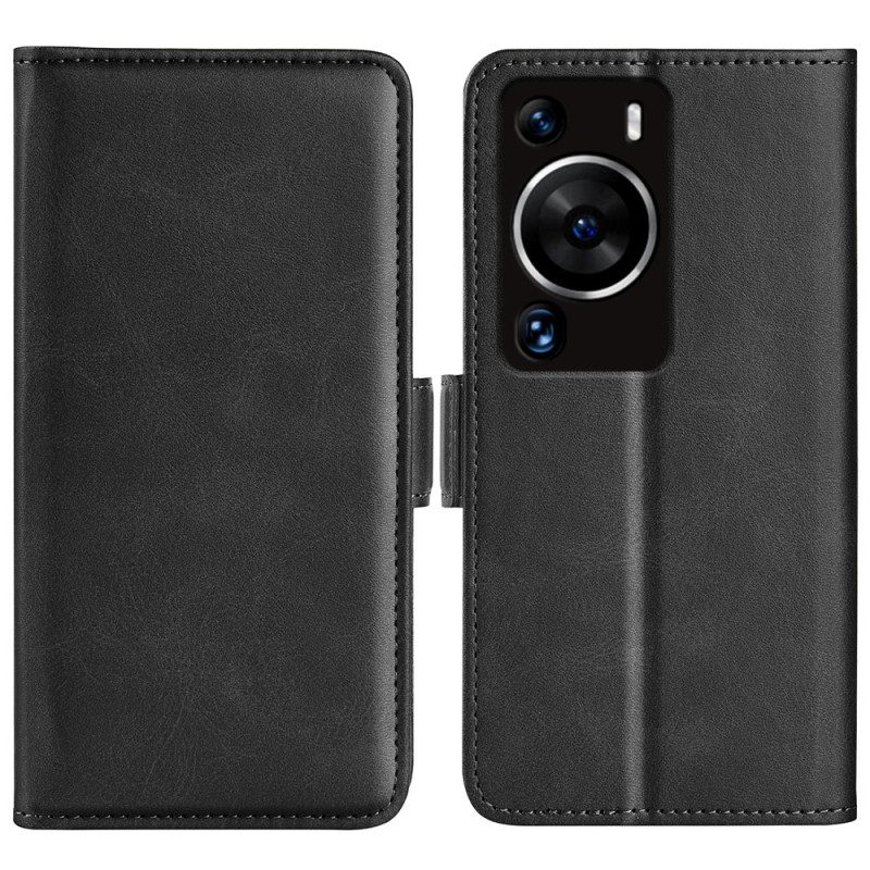 Custodia in pelle Huawei P60 Pro Folio Cover Doppia Patta