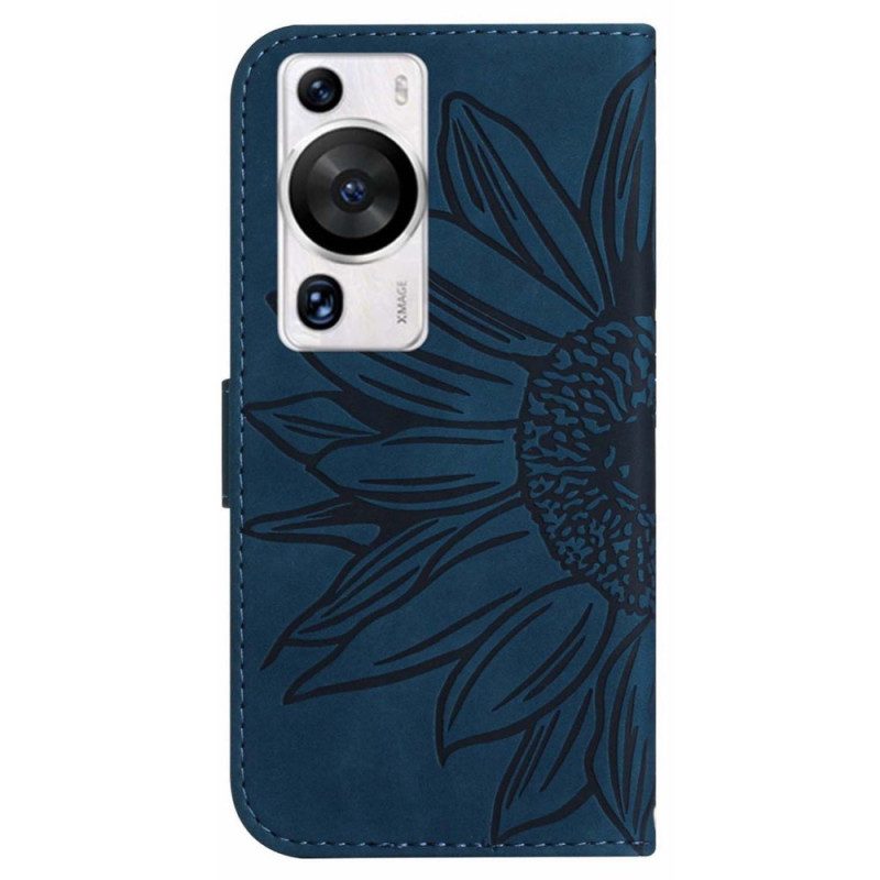 Custodia in pelle Huawei P60 Pro Girasole E Tracolla