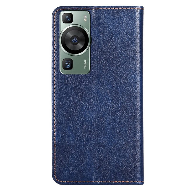 Folio Cover Huawei P60 Pro Custodia in pelle Cuciture