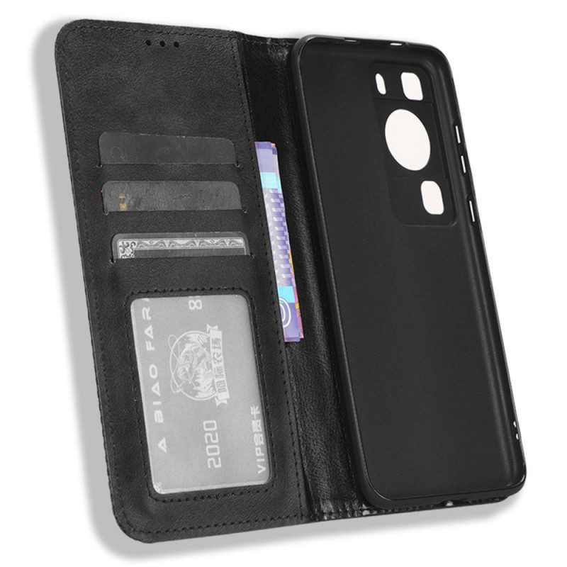 Folio Cover Huawei P60 Pro Custodia in pelle Stile In Pelle Stilizzata