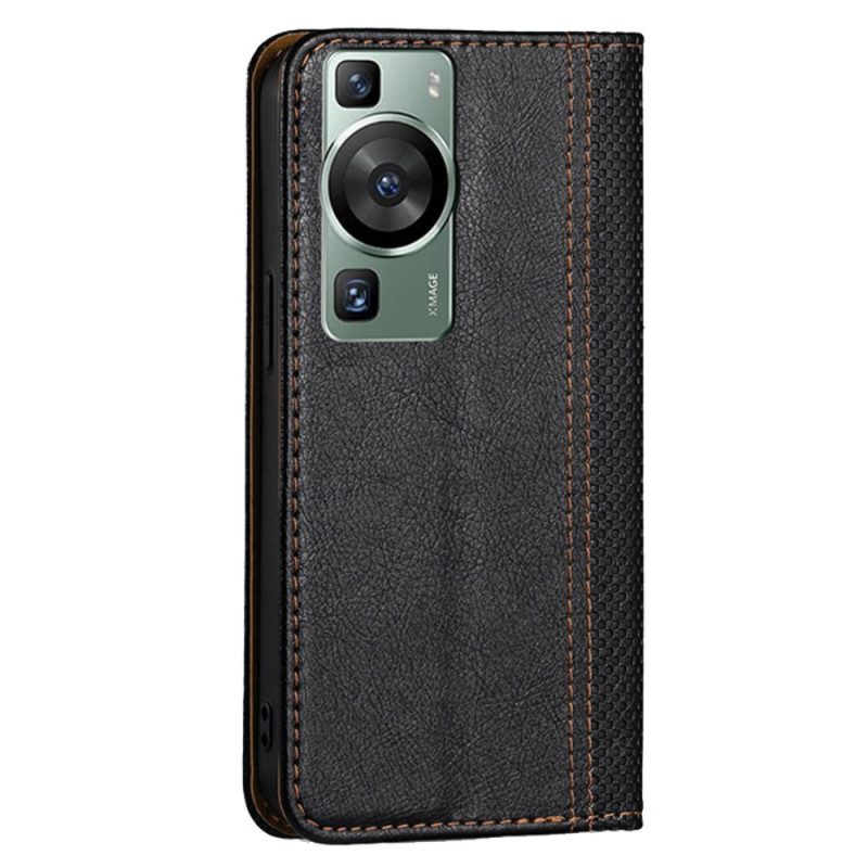 Folio Cover Huawei P60 Pro Custodia in pelle Vintage