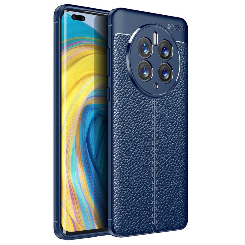 Cover Huawei Mate 50 Pro Doppia Linea Litchi Effetto Pelle