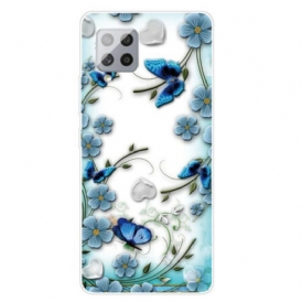 Cover Samsung Galaxy A42 5G Farfalle E Fiori Retrò Senza Soluzione Di Continuità