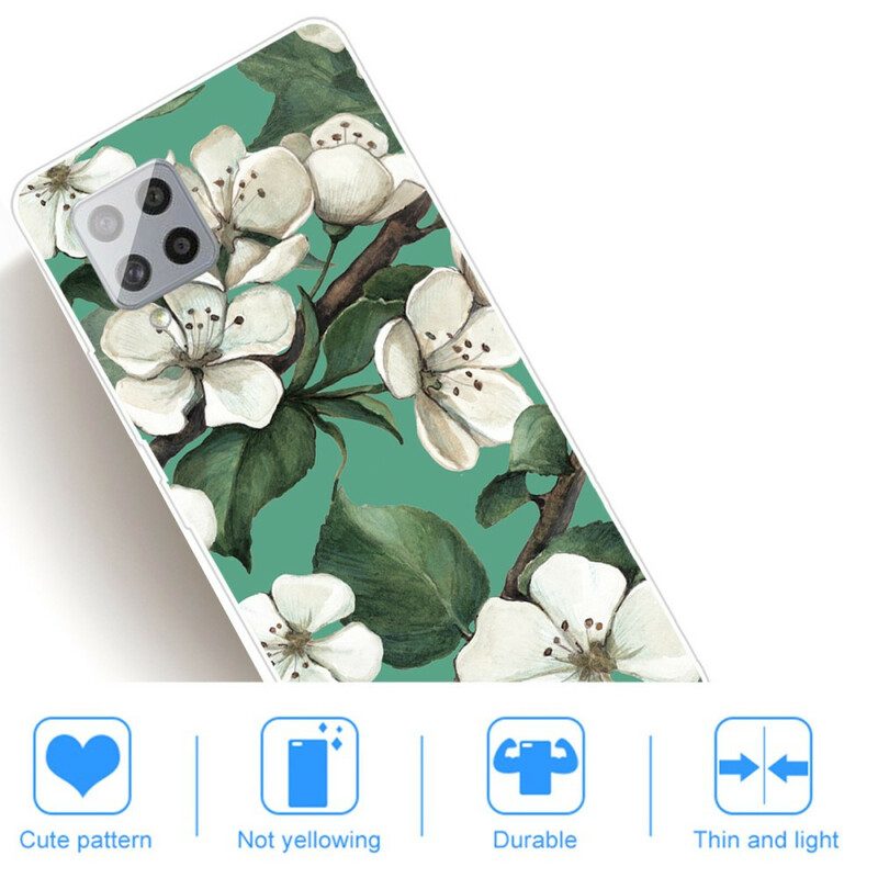 Cover Samsung Galaxy A42 5G Fiori Bianchi Dipinti