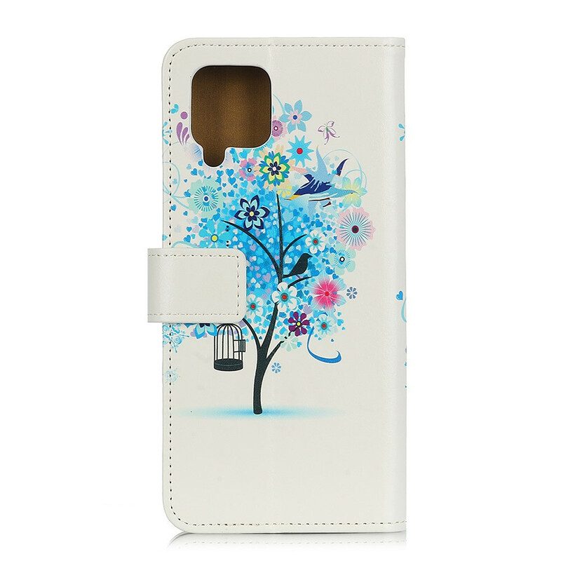 Custodia in pelle Samsung Galaxy A42 5G Albero In Fiore