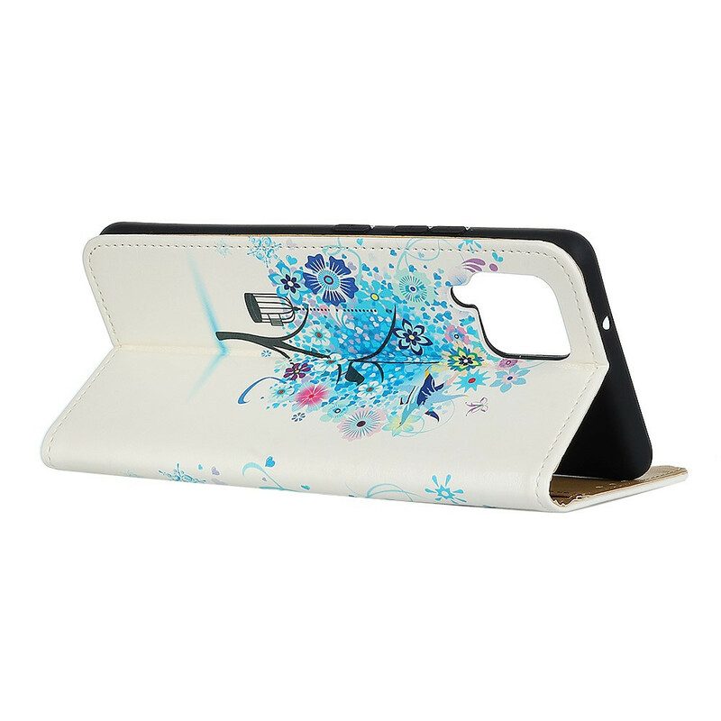 Custodia in pelle Samsung Galaxy A42 5G Albero In Fiore