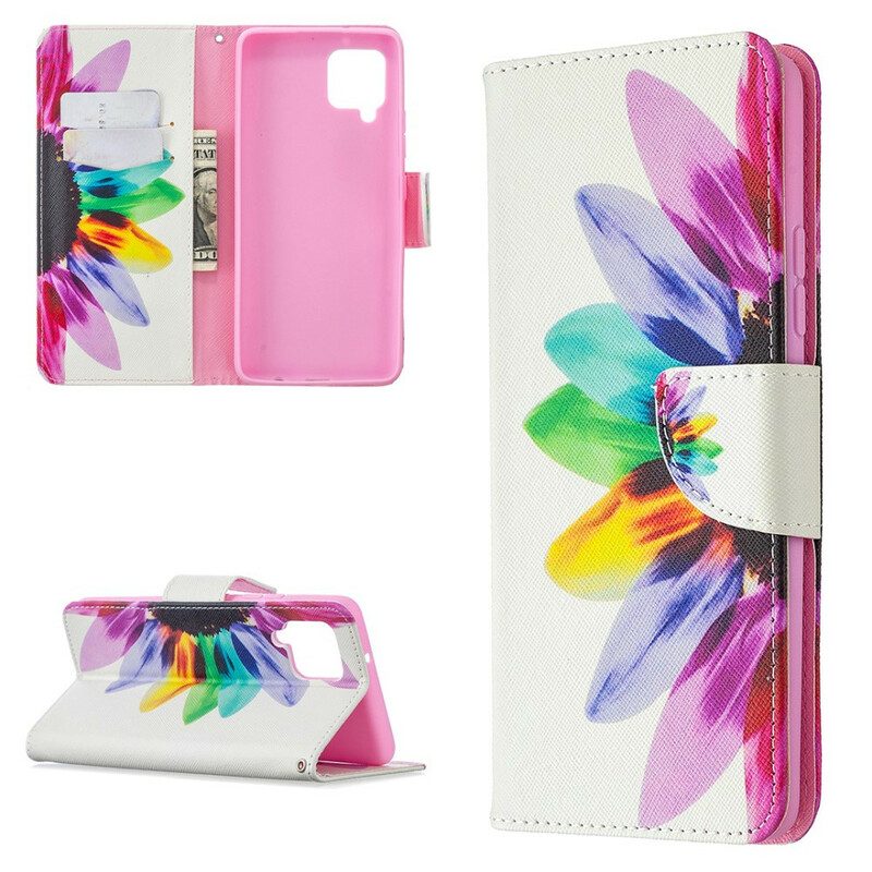 Custodia in pelle Samsung Galaxy A42 5G Fiore Dell'acquerello