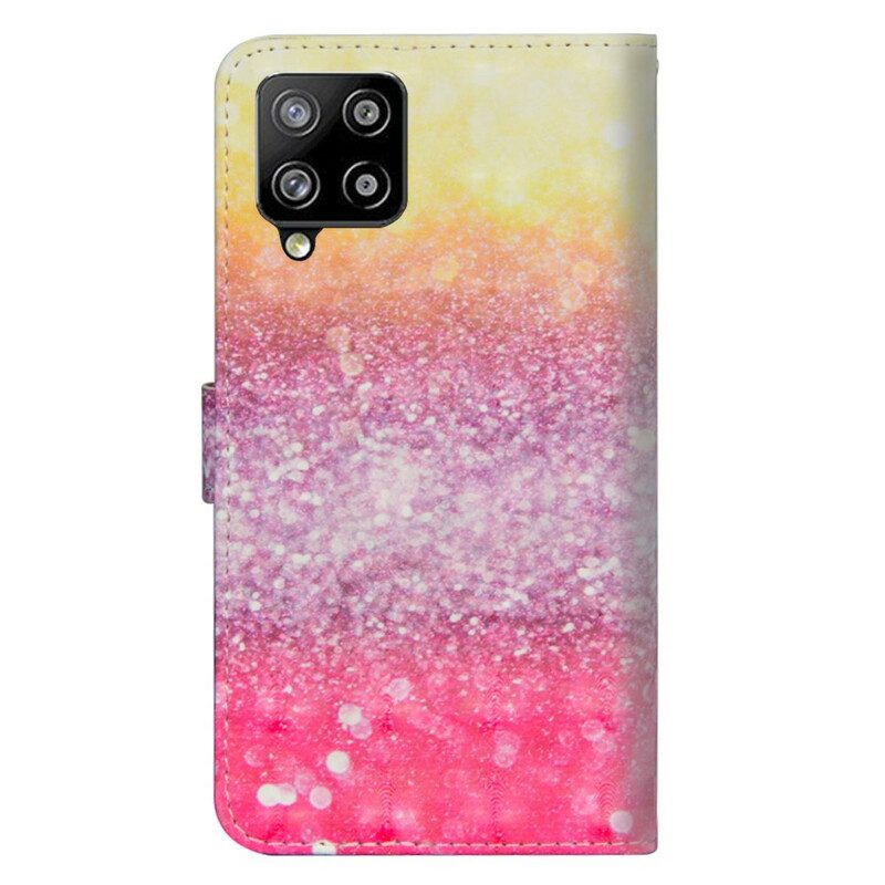 Custodia in pelle Samsung Galaxy A42 5G Gradiente Glitterato Magenta