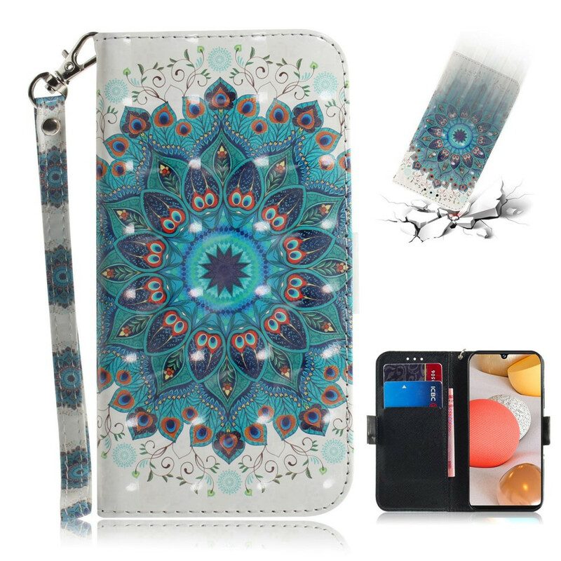 Custodia in pelle Samsung Galaxy A42 5G Mandala Magistrale Con Cinturino