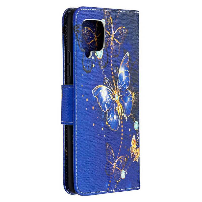 Custodia in pelle Samsung Galaxy A42 5G Re Farfalle