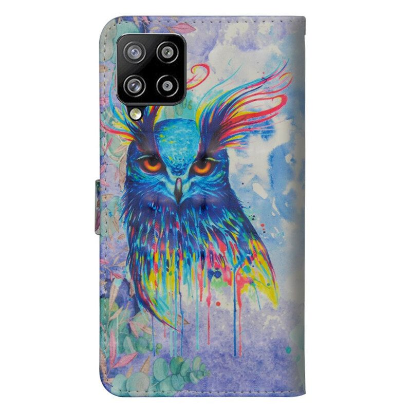 Custodia in pelle Samsung Galaxy A42 5G Uccello Dell'acquerello