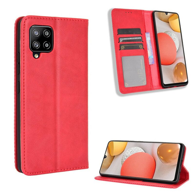 Folio Cover Samsung Galaxy A42 5G Custodia in pelle Effetto Pelle Vintage Stilizzato