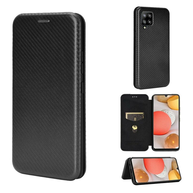 Folio Cover Samsung Galaxy A42 5G Custodia in pelle Fibra Di Carbonio