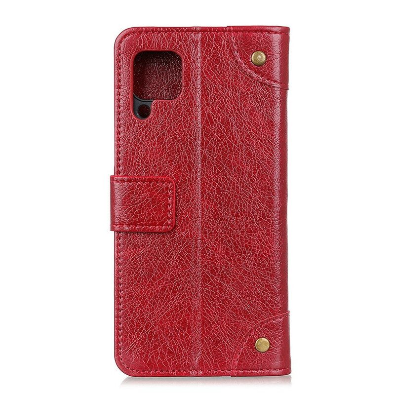 Folio Cover Samsung Galaxy A42 5G Custodia in pelle Rivetti In Pelle Nappa Spaccata