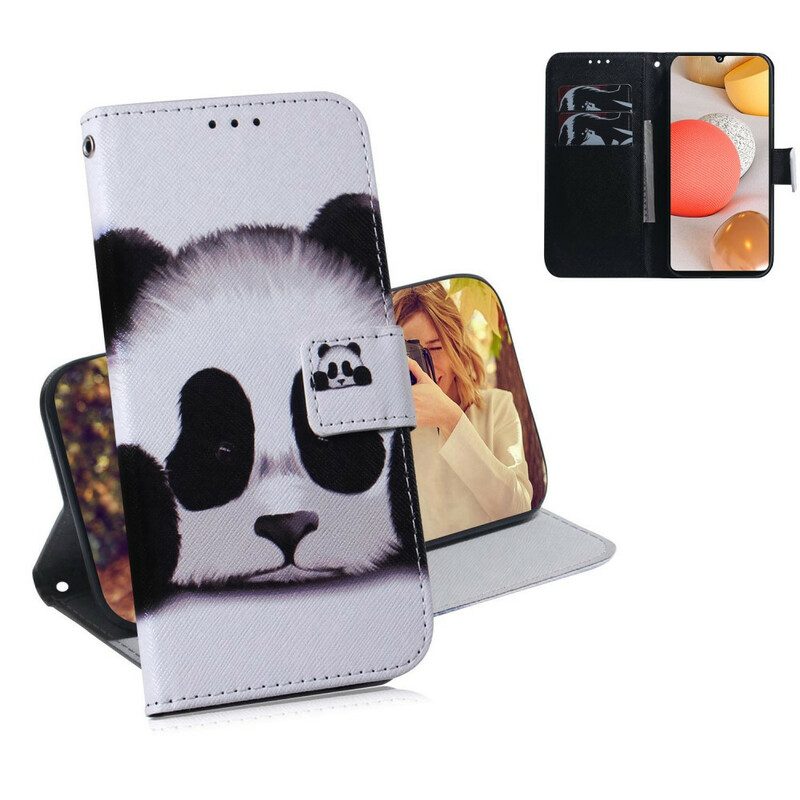 Folio Cover Samsung Galaxy A42 5G Faccia Da Panda