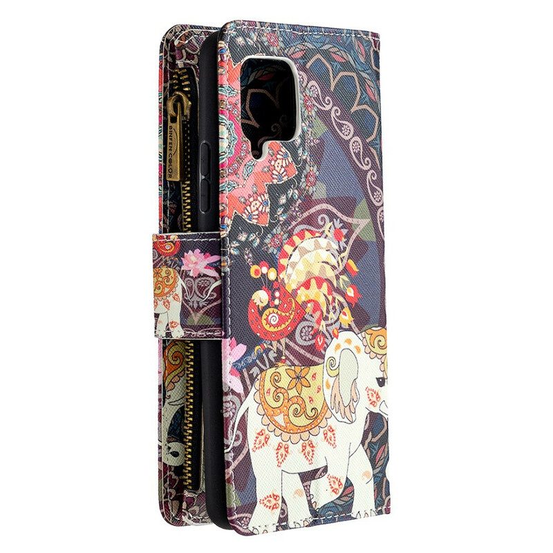 Folio Cover Samsung Galaxy A42 5G Tasca Con Zip A Forma Di Elefante