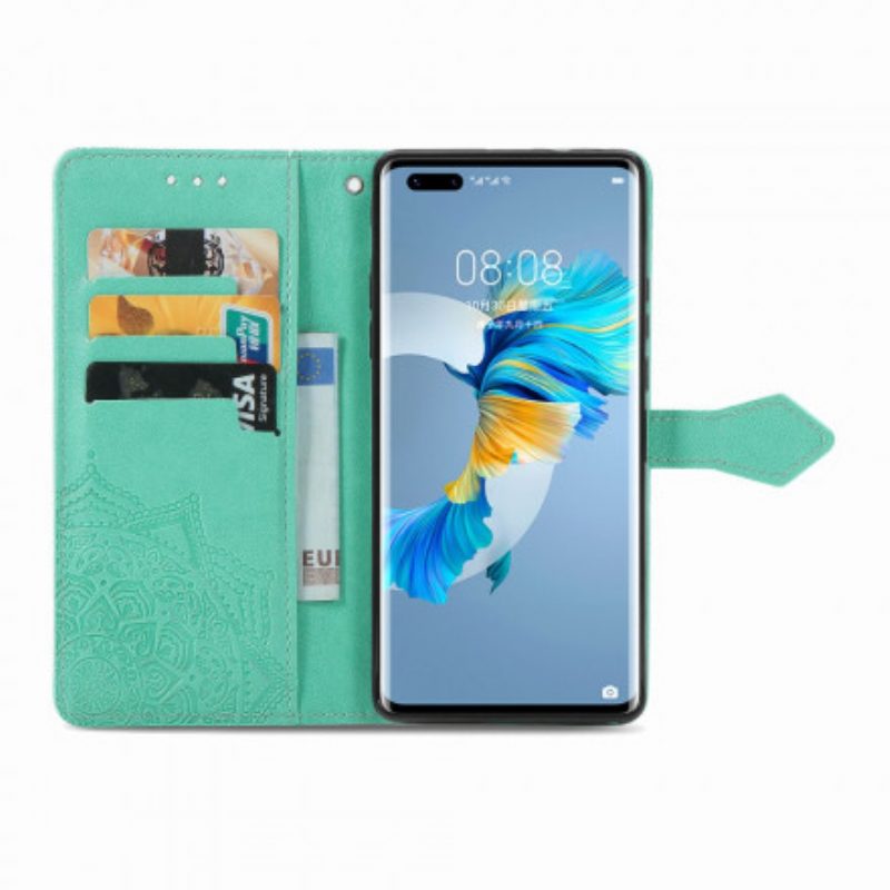 Custodia in pelle Huawei Mate 40 Pro Mandala Medioevo