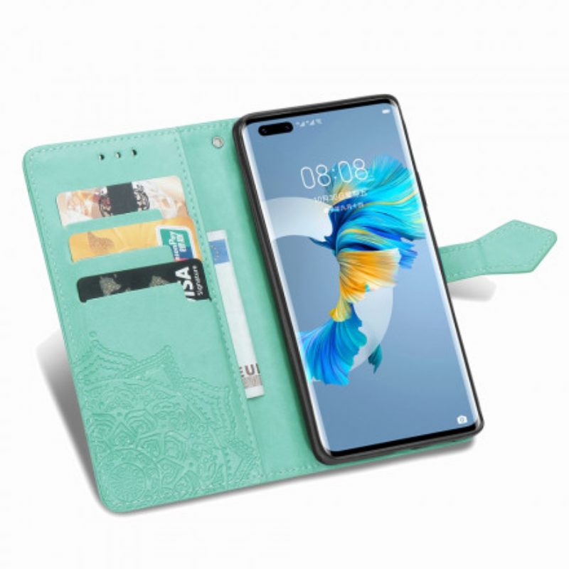 Custodia in pelle Huawei Mate 40 Pro Mandala Medioevo