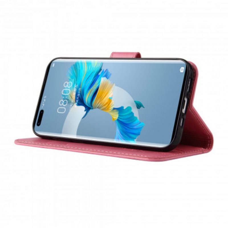 Folio Cover Huawei Mate 40 Pro Albero E Gatto Con Perlina Sul Cordino