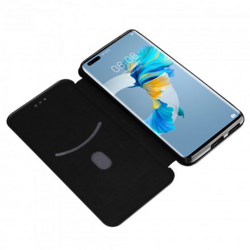 Folio Cover Huawei Mate 40 Pro Custodia in pelle Fibra Di Carbonio