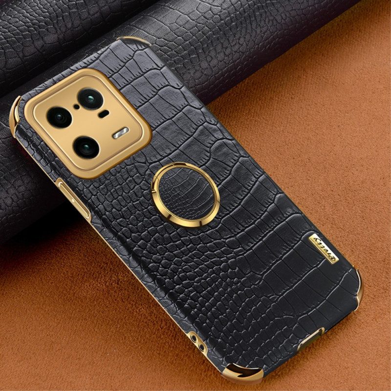 Cover Xiaomi 13 Pro Effetto Coccodrillo Con Anello