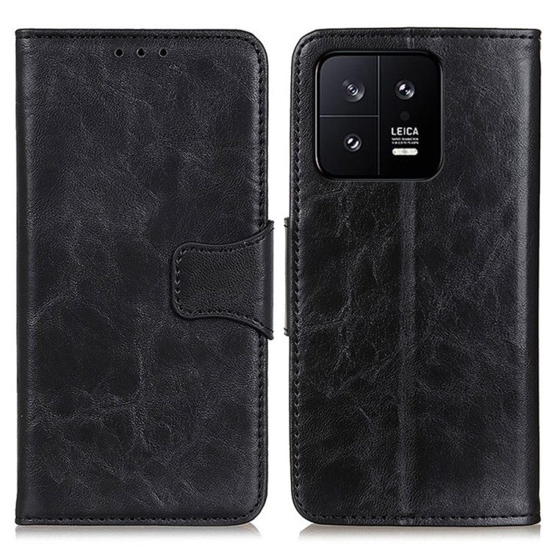 Custodia in pelle Xiaomi 13 Pro Chiusura Reversibile In Pelle Crosta