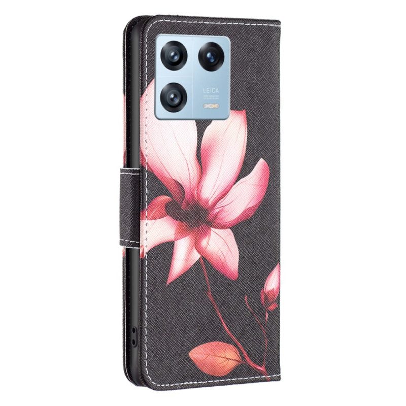 Custodia in pelle Xiaomi 13 Pro Fiore Rosa