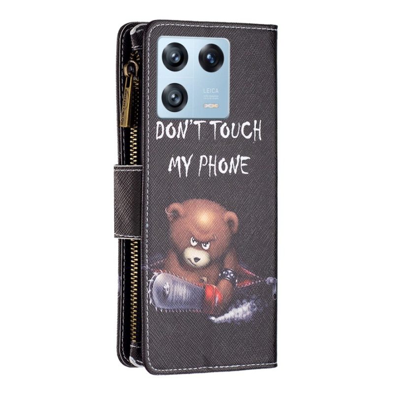 Custodia in pelle Xiaomi 13 Pro Tasca Con Zip Dangerous Bear