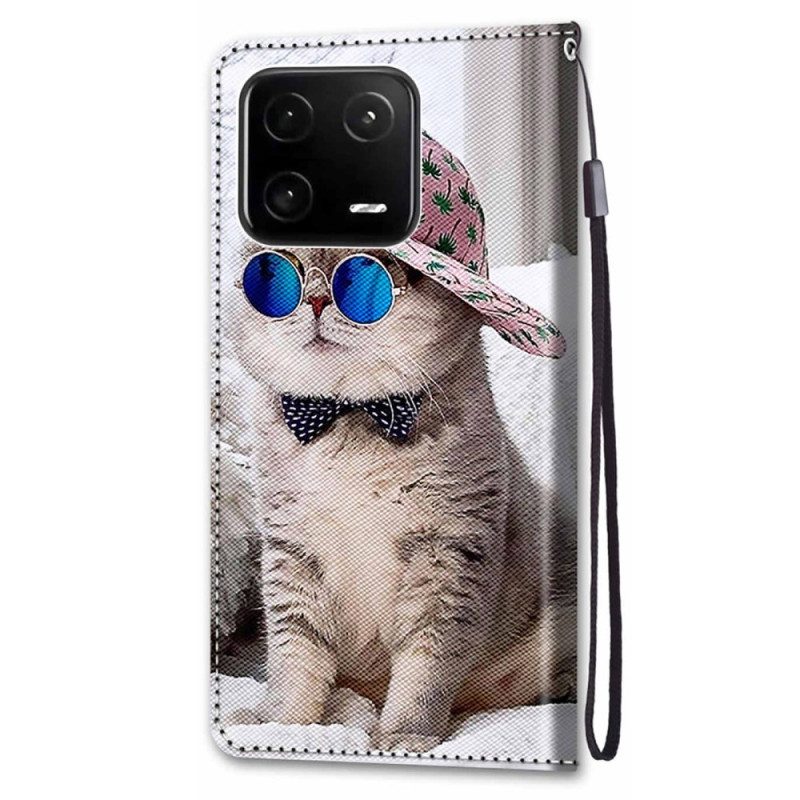 Custodia in pelle Xiaomi 13 Pro Yo Cat Con Cinturino