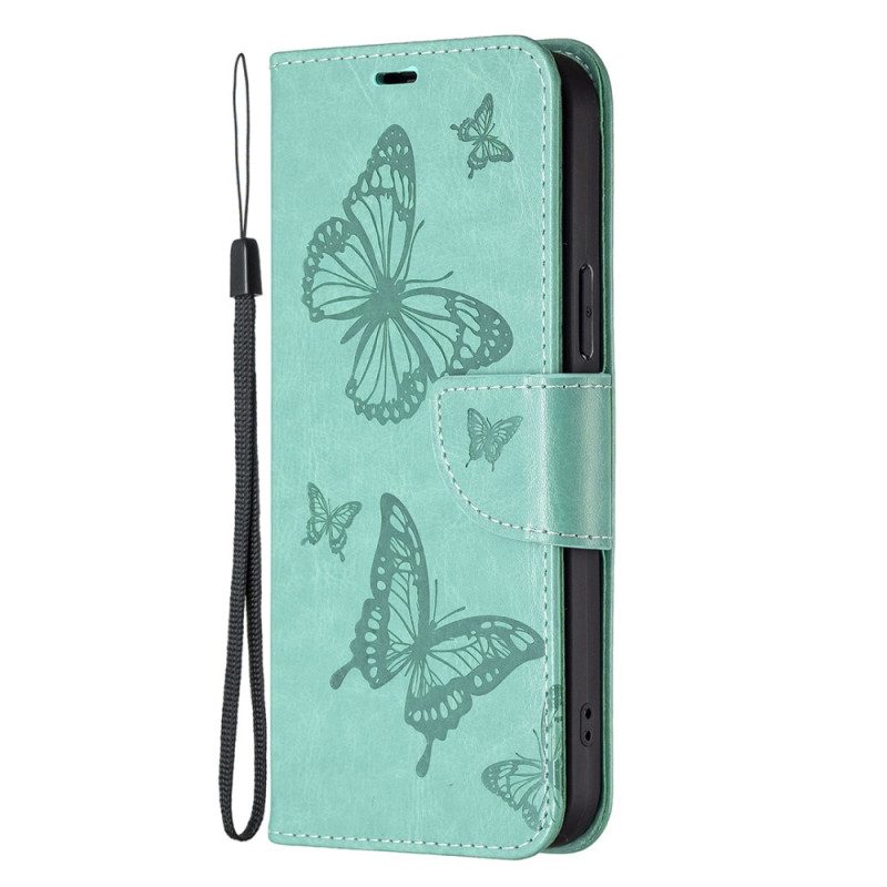 Folio Cover Xiaomi 13 Pro Farfalle Stampate Strappy