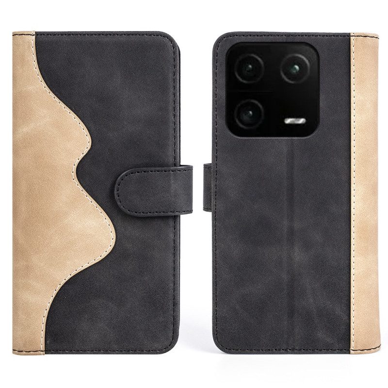 Folio Cover Xiaomi 13 Pro Stile In Pelle Ondulata