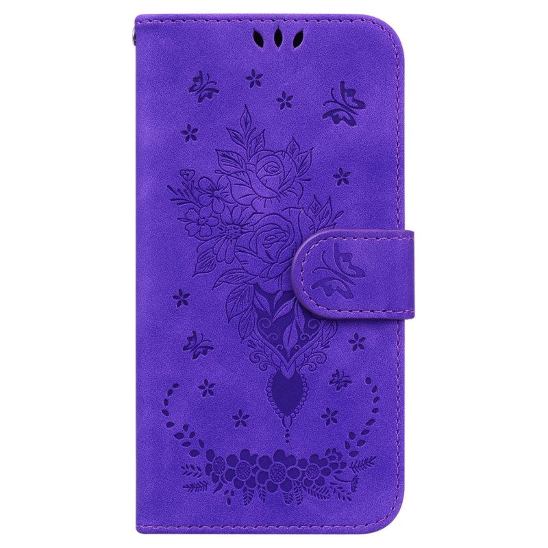 Folio Cover Xiaomi 13 Pro Strappy Rose E Farfalle