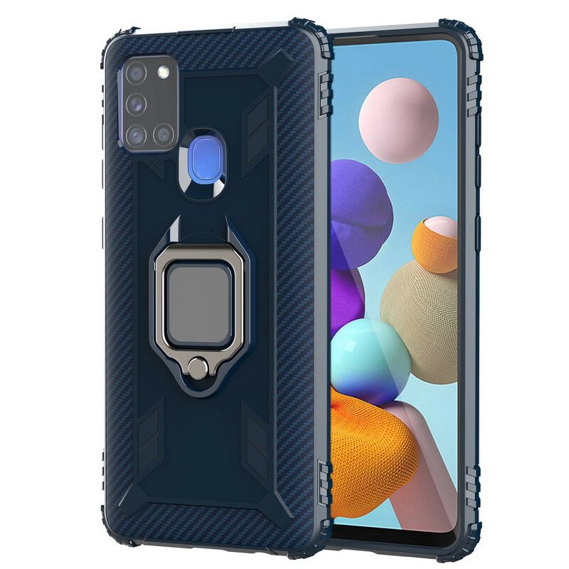 Cover Samsung Galaxy A21s Anello E Fibra Di Carbonio