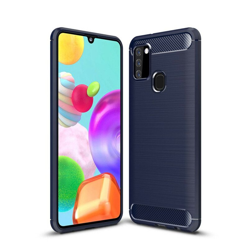 Cover Samsung Galaxy A21s Fibra Di Carbonio Spazzolata