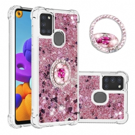 Cover Samsung Galaxy A21s Paillettes Con Supporto Ad Anello