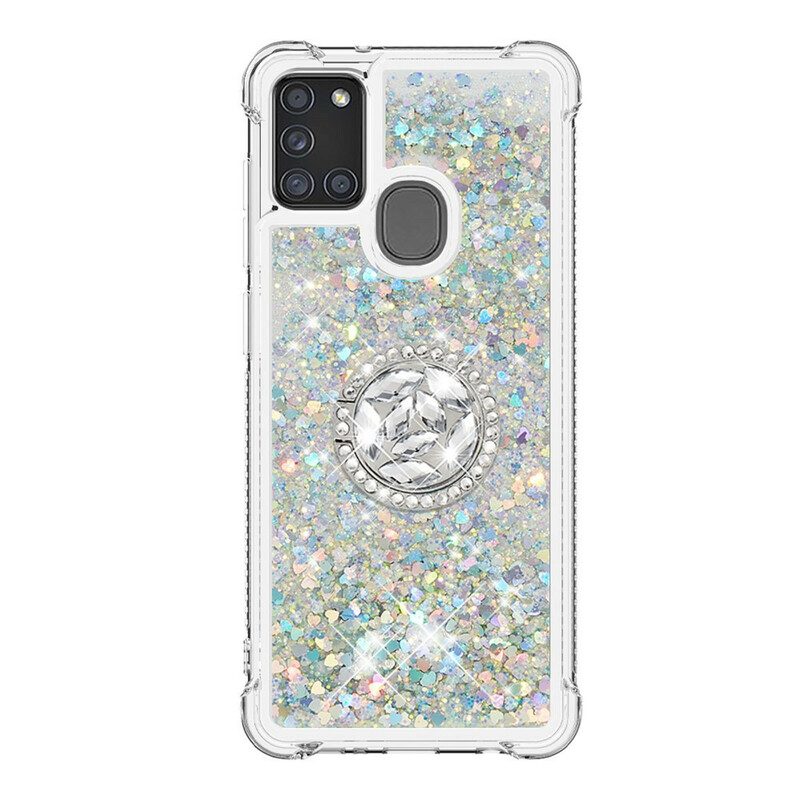 Cover Samsung Galaxy A21s Paillettes Con Supporto Ad Anello