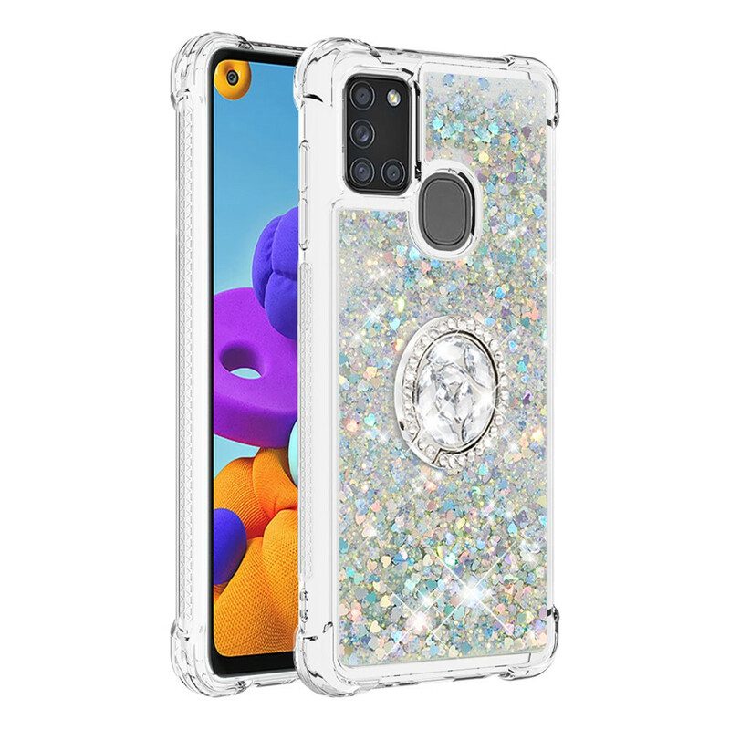 Cover Samsung Galaxy A21s Paillettes Con Supporto Ad Anello