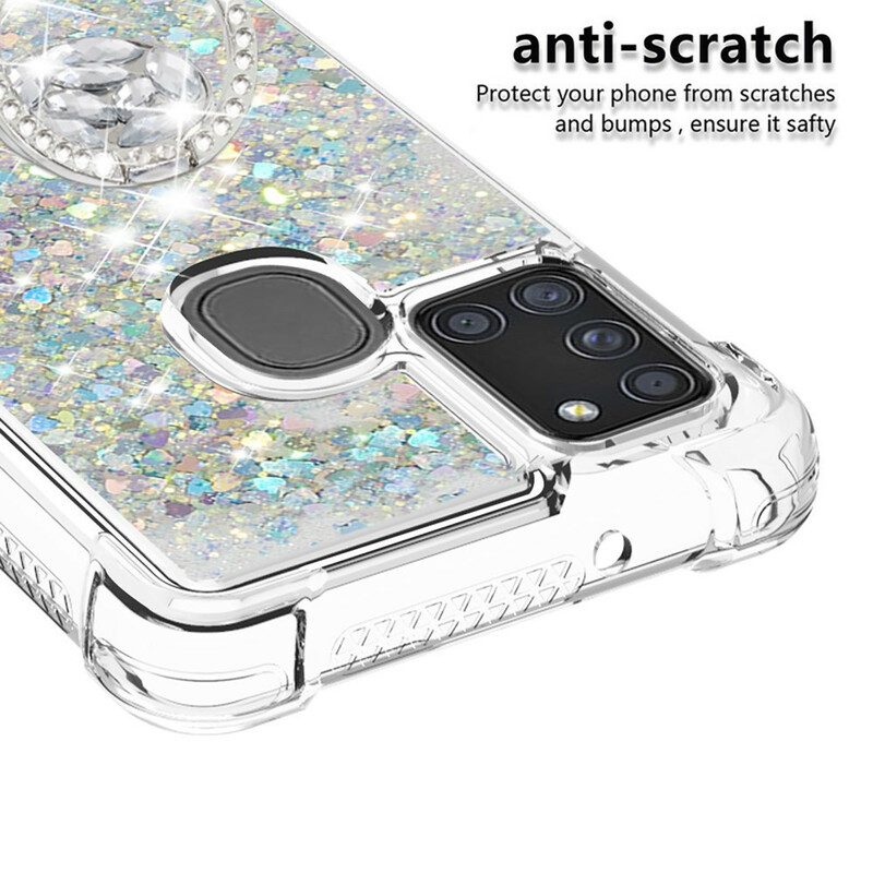 Cover Samsung Galaxy A21s Paillettes Con Supporto Ad Anello