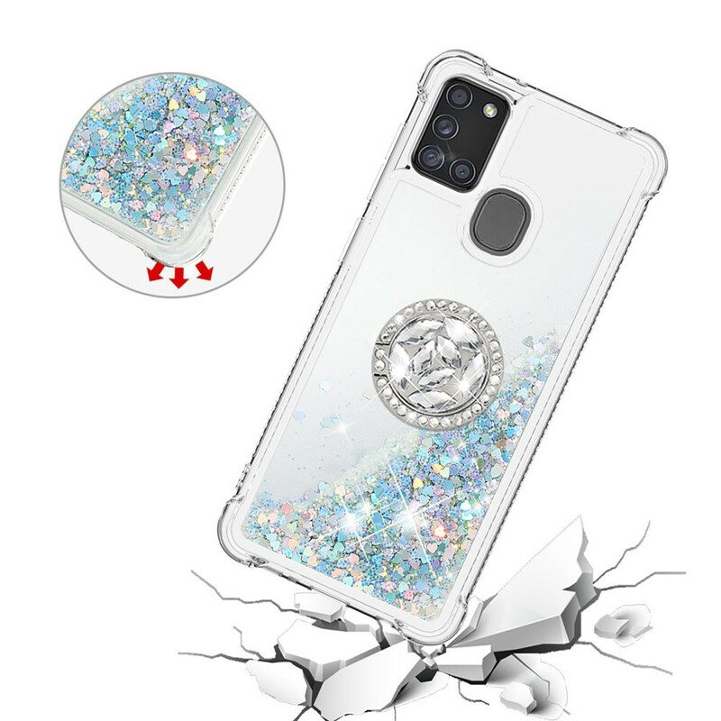 Cover Samsung Galaxy A21s Paillettes Con Supporto Ad Anello