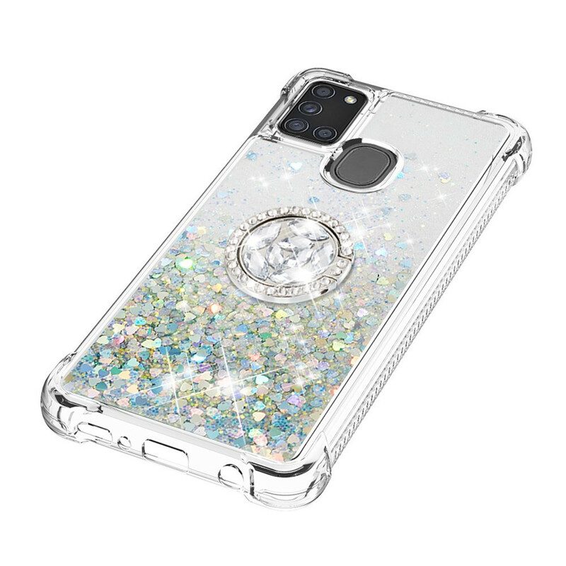 Cover Samsung Galaxy A21s Paillettes Con Supporto Ad Anello