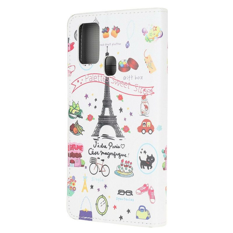 Custodia in pelle Samsung Galaxy A21s Amo Parigi