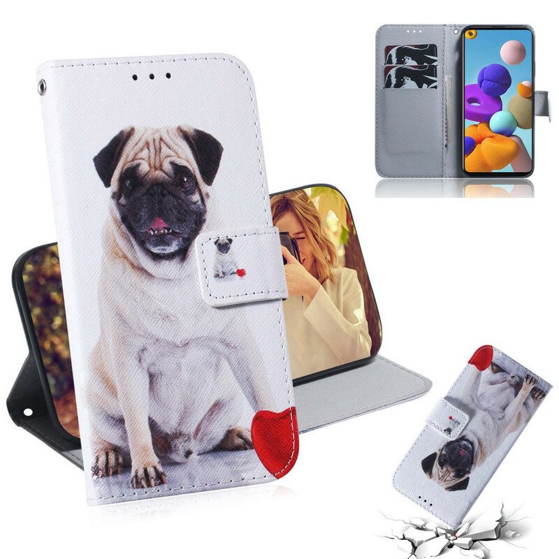 Custodia in pelle Samsung Galaxy A21s Cane Carlino