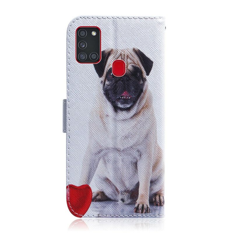 Custodia in pelle Samsung Galaxy A21s Cane Carlino