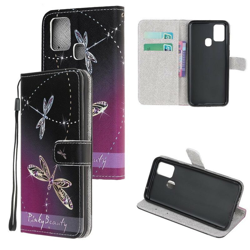 Custodia in pelle Samsung Galaxy A21s Libellule Strappy